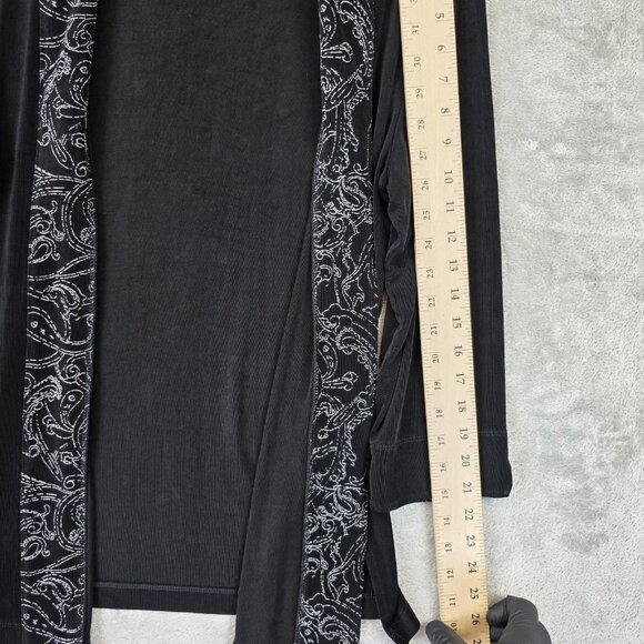 Chicos Travelers Jacket Womens 2 Paisley Embroidered Open Front Boho Casual - Picture 5 of 7